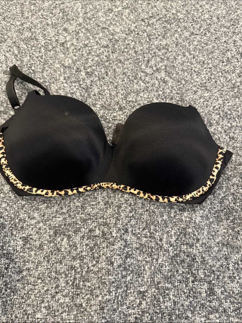 Black Bra with Leopard Trim